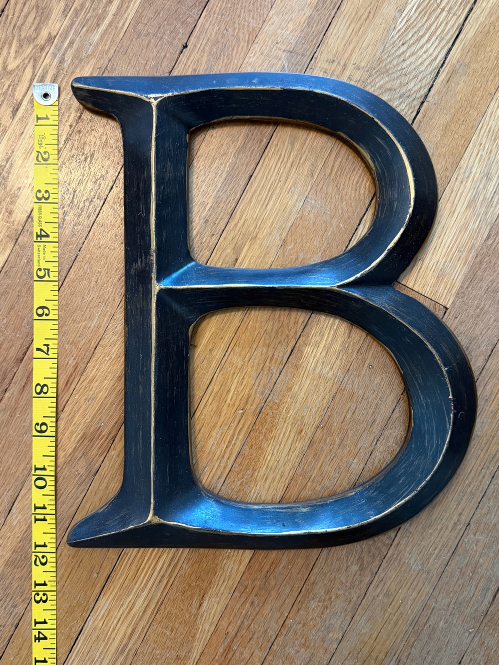 Large Decorative Letter B - Distressed Black with Gold Edges - Picture 2 of 5